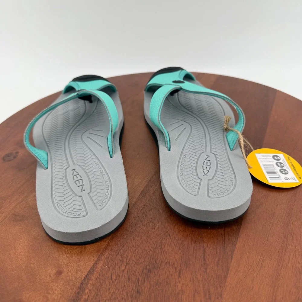 KEEN Barbados TG Flip Flop Sandals Women 9 Pool Blue Bright Aqua Grey 1030276